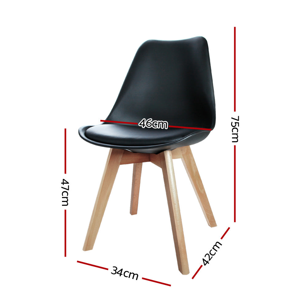 Artiss Dining Chairs Set of 4 Black Leather DSW