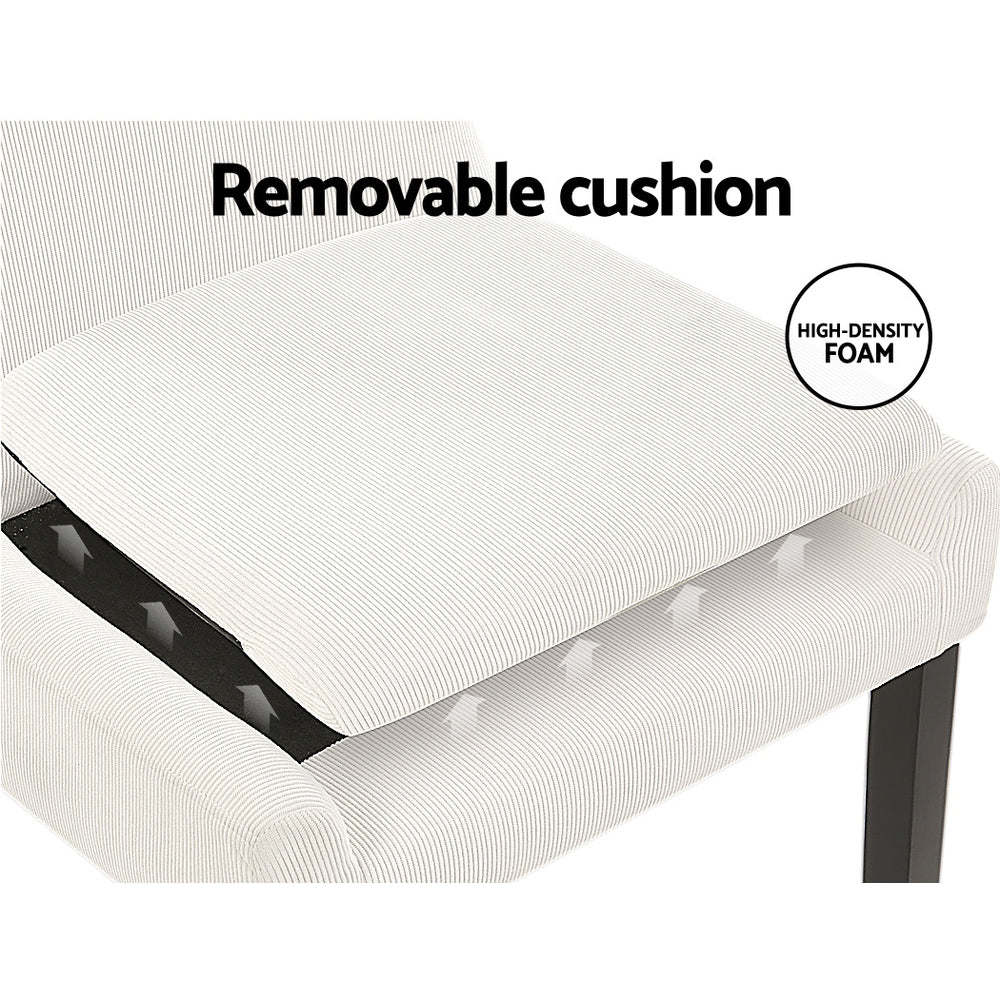 Elite Living Dining Chairs Set of 2 Corduroy Wooden Beige