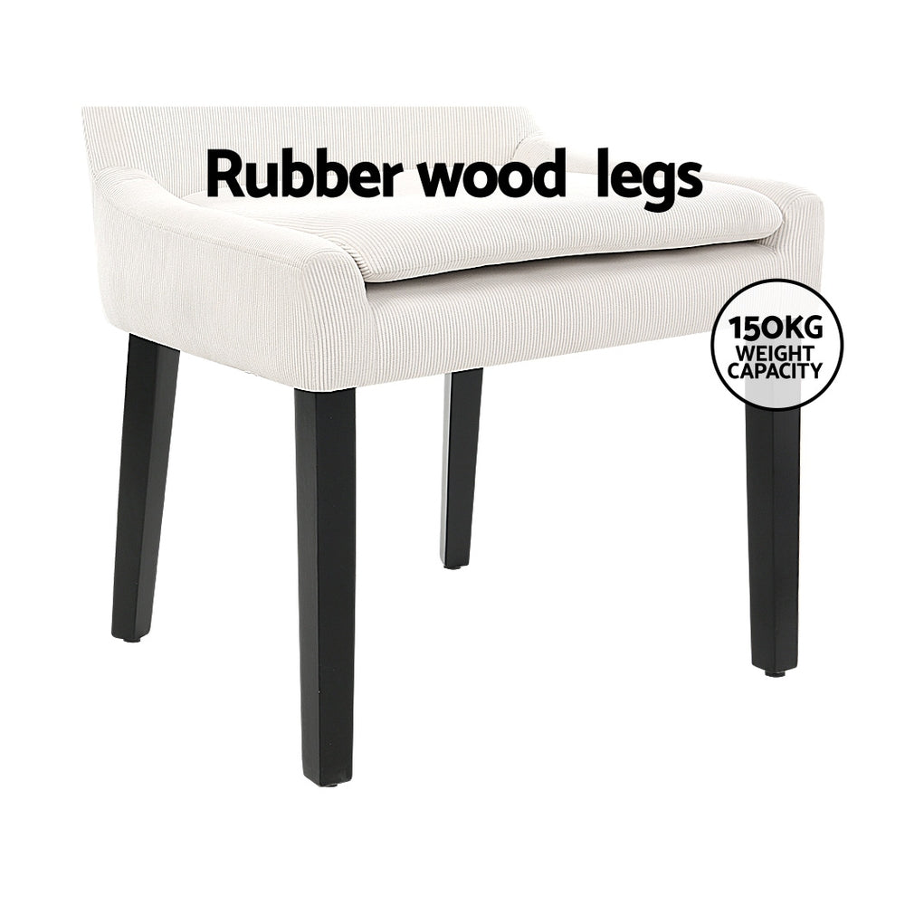 Elite Living Dining Chairs Set of 2 Corduroy Wooden Beige