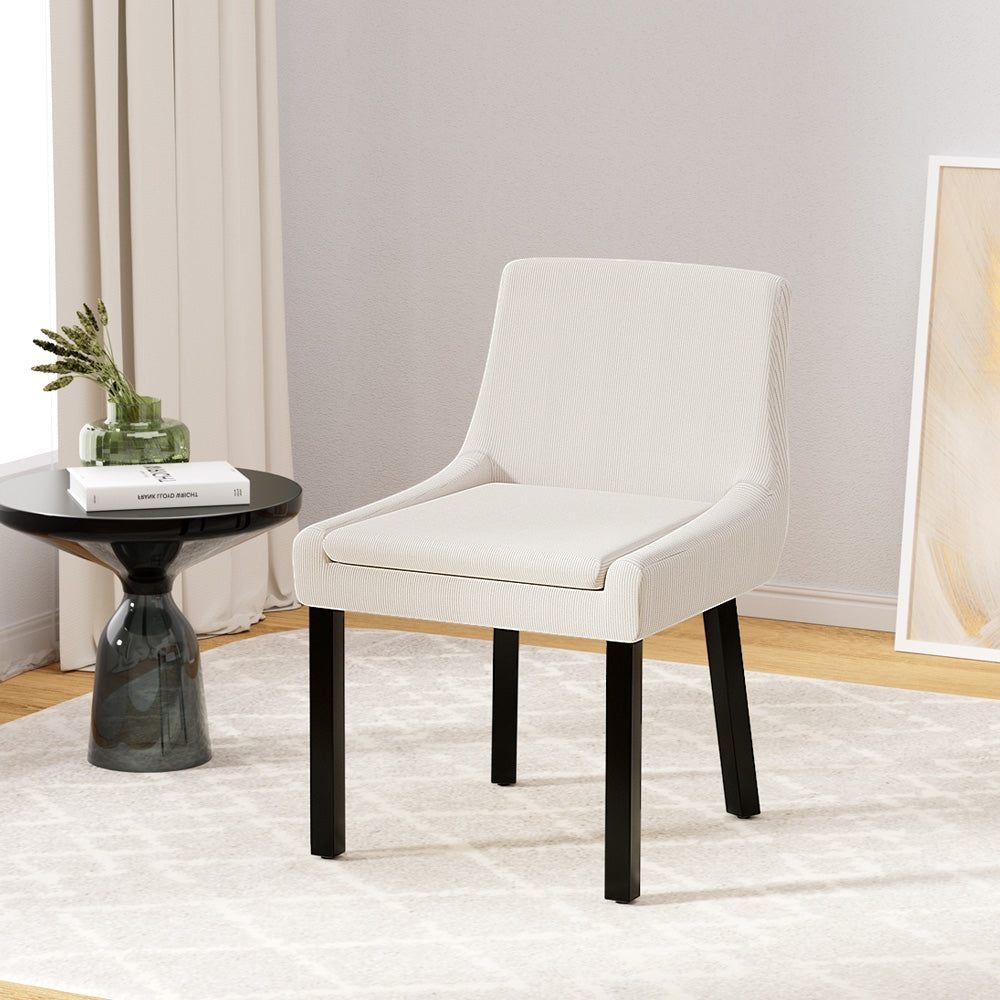 Elite Living Dining Chairs Set of 2 Corduroy Wooden Beige