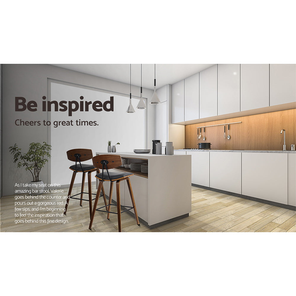 2x Vintage Leather Padded w/Backrest Bar Stools