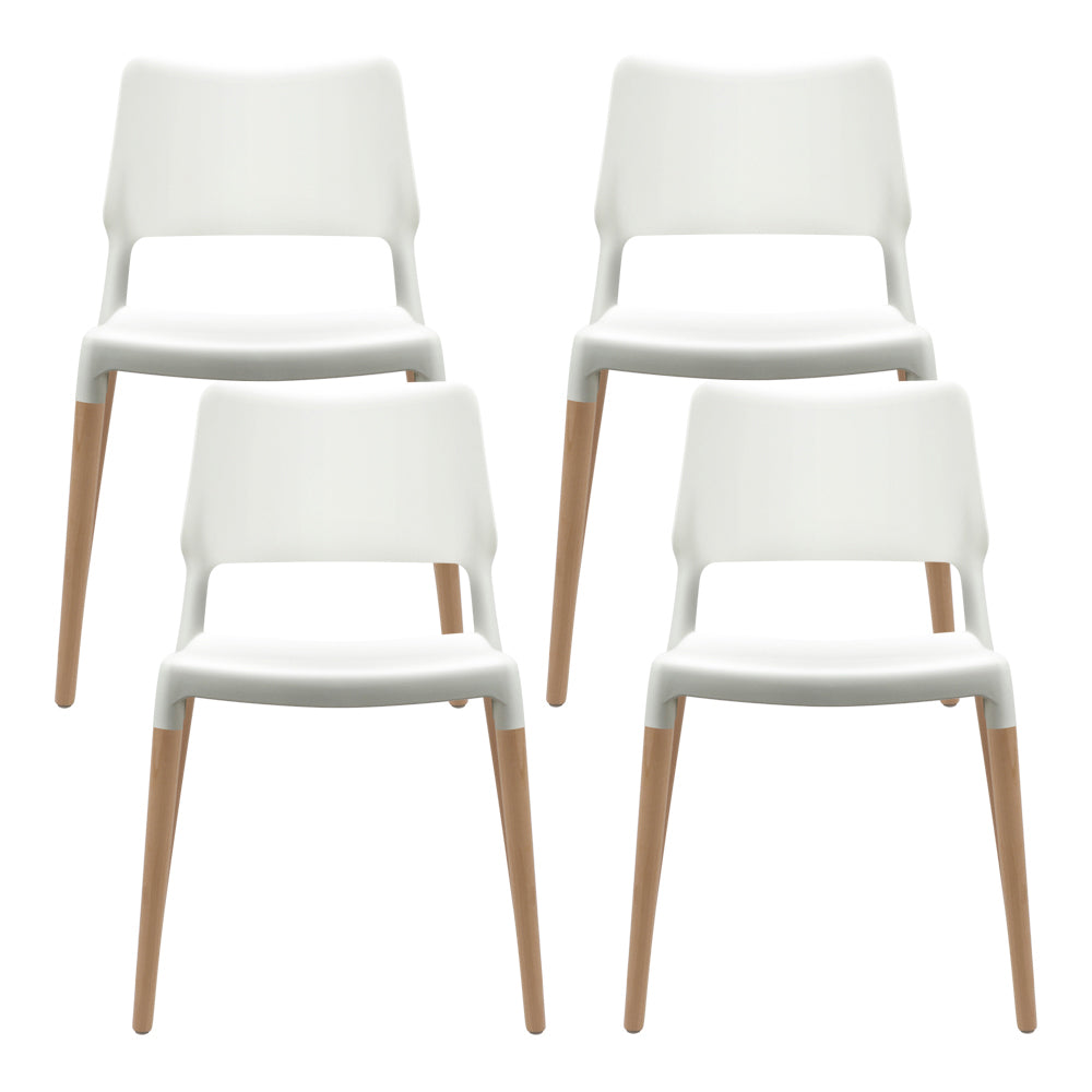 Elite Living Dining Chairs White Stackable Set of 4
