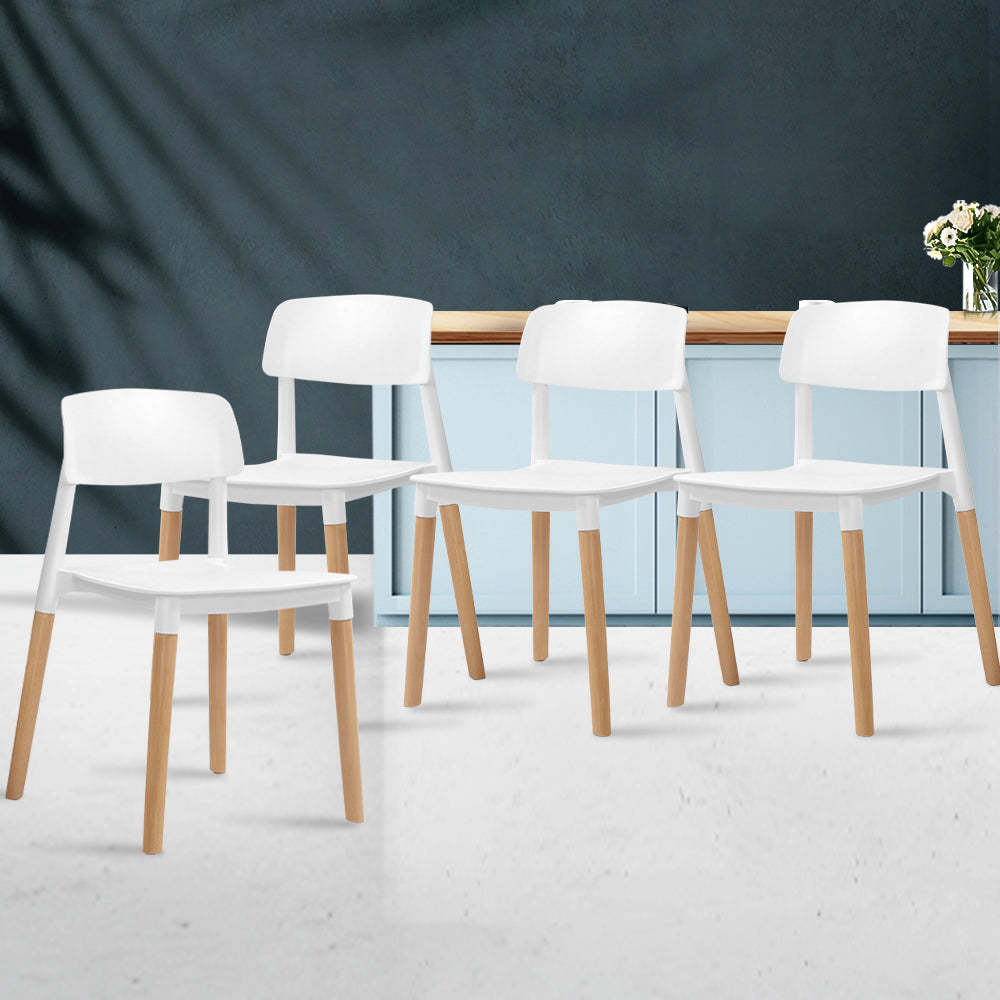 Elite Living Dining Chairs White Stackable Set of 4