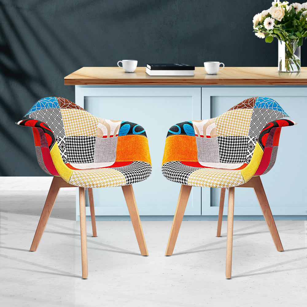 Artiss Set of 2 Fabric Dining Chairs