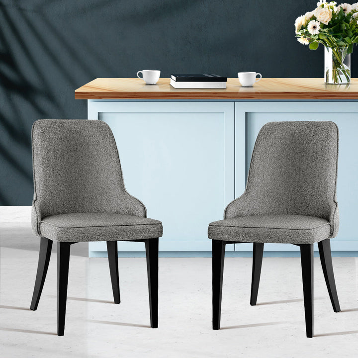 Artiss Dining Chairs Fabric Grey Set of 2 Domus