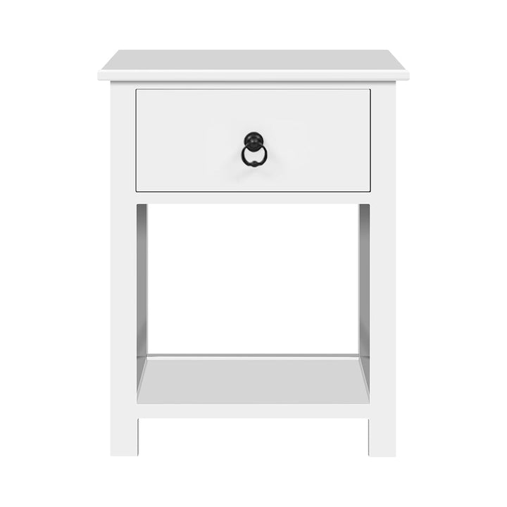 Artiss Bedside Table 1 Drawer with Shelf- EMMA White