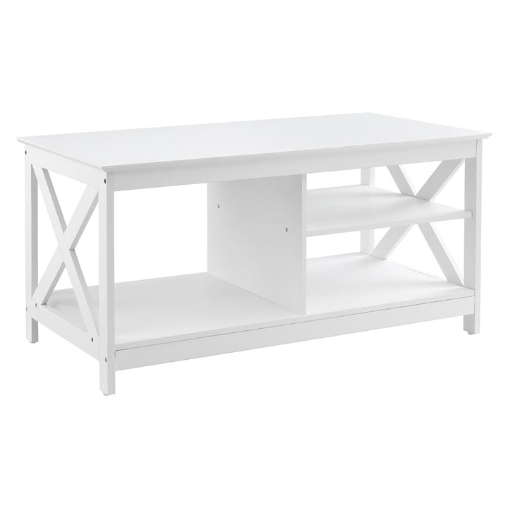 Artiss Coffee Table Storage Shelf White