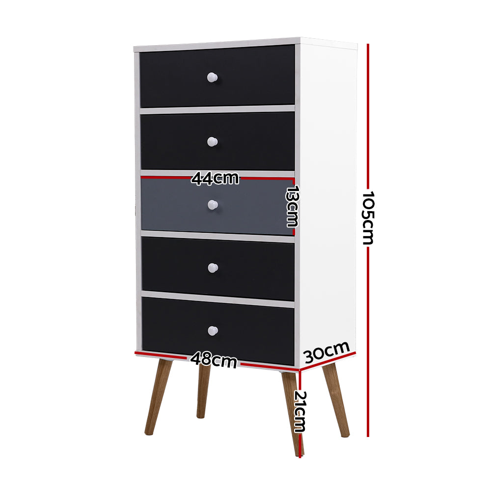 Artiss 5 Chest of Drawers - BONDS White