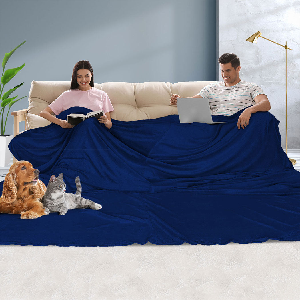 Wynn Throw Soft Blanket 3x3M Large Oversized - Navy