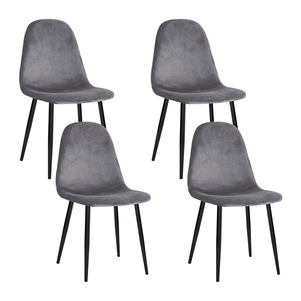 Elite Living Dining Chairs Grey Velvet Set of 4 Nova