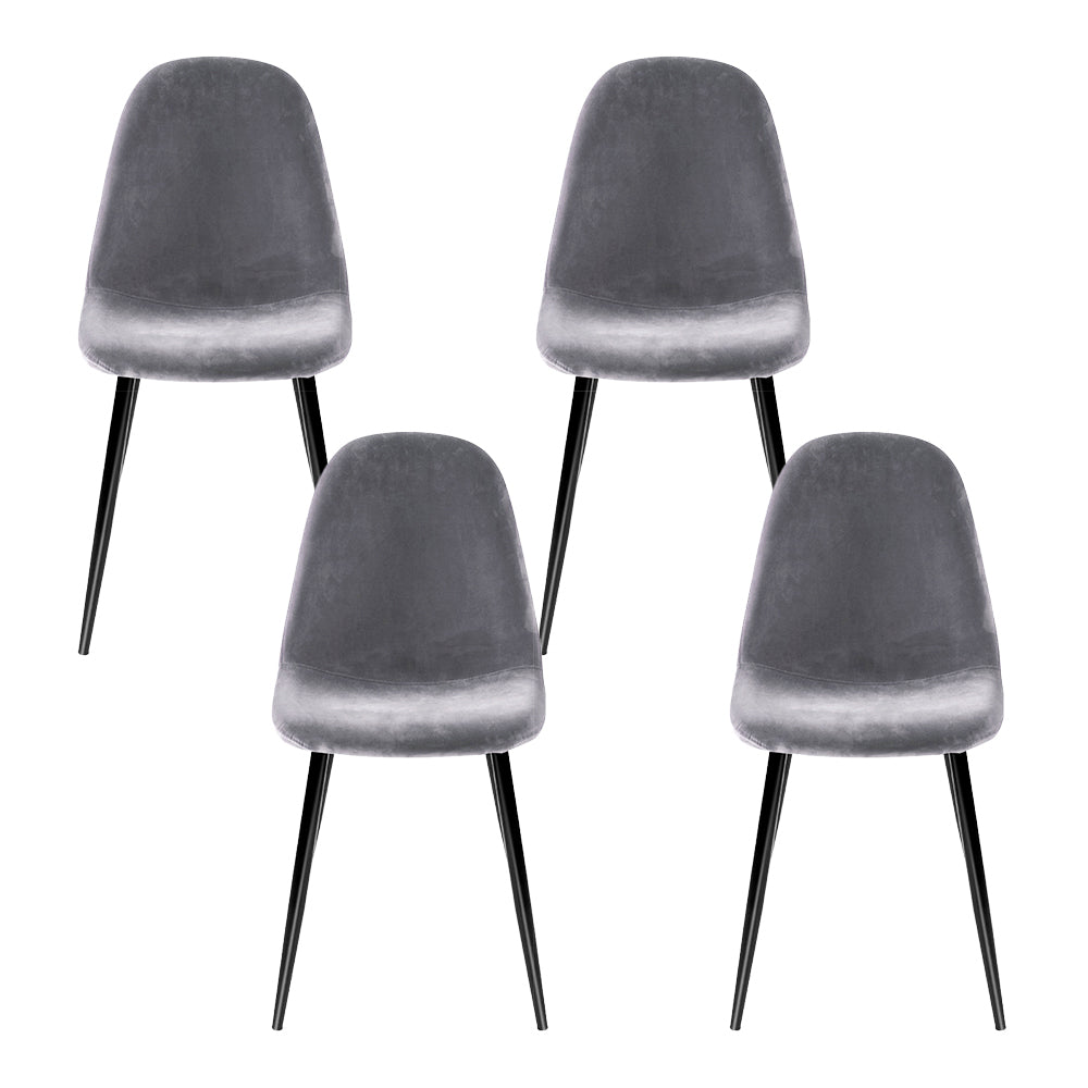 Elite Living Dining Chairs Grey Velvet Set of 4 Nova