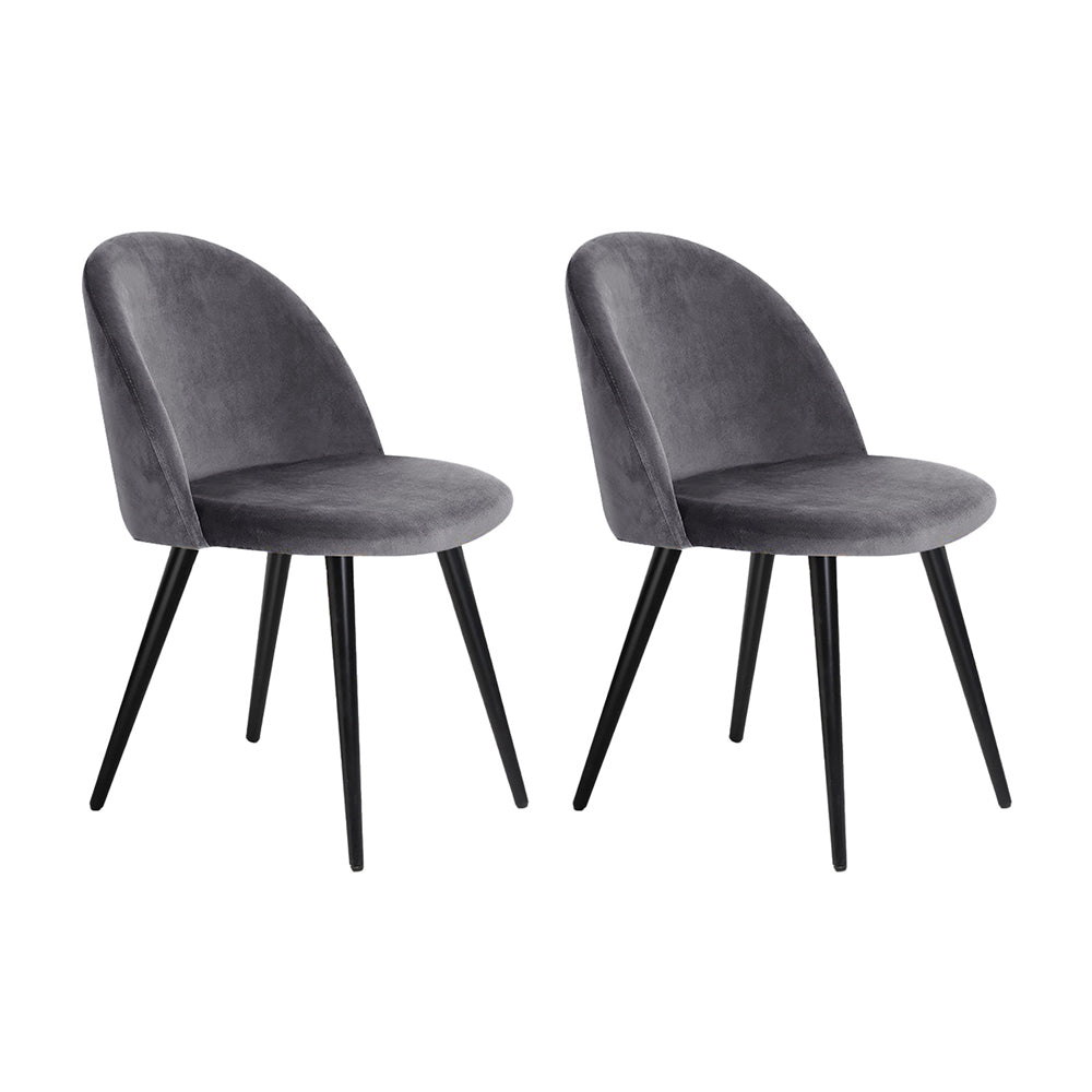 Elite Living Dining Chairs Grey Velvet Set of 2 Charles