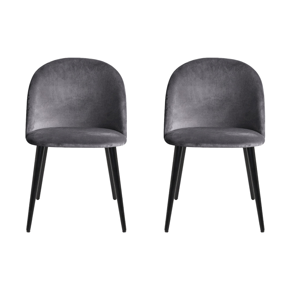 Elite Living Dining Chairs Grey Velvet Set of 2 Charles