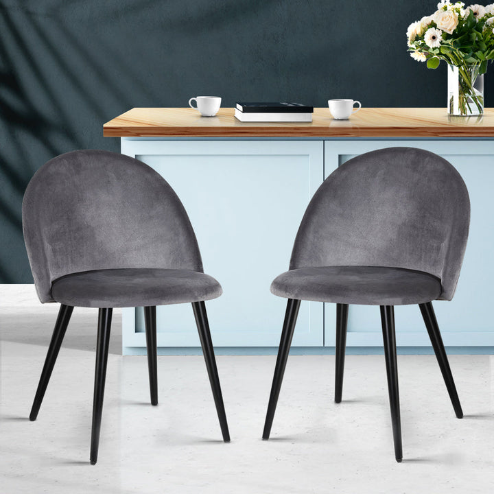 Artiss Dining Chairs Grey Velvet Set of 2 Charles