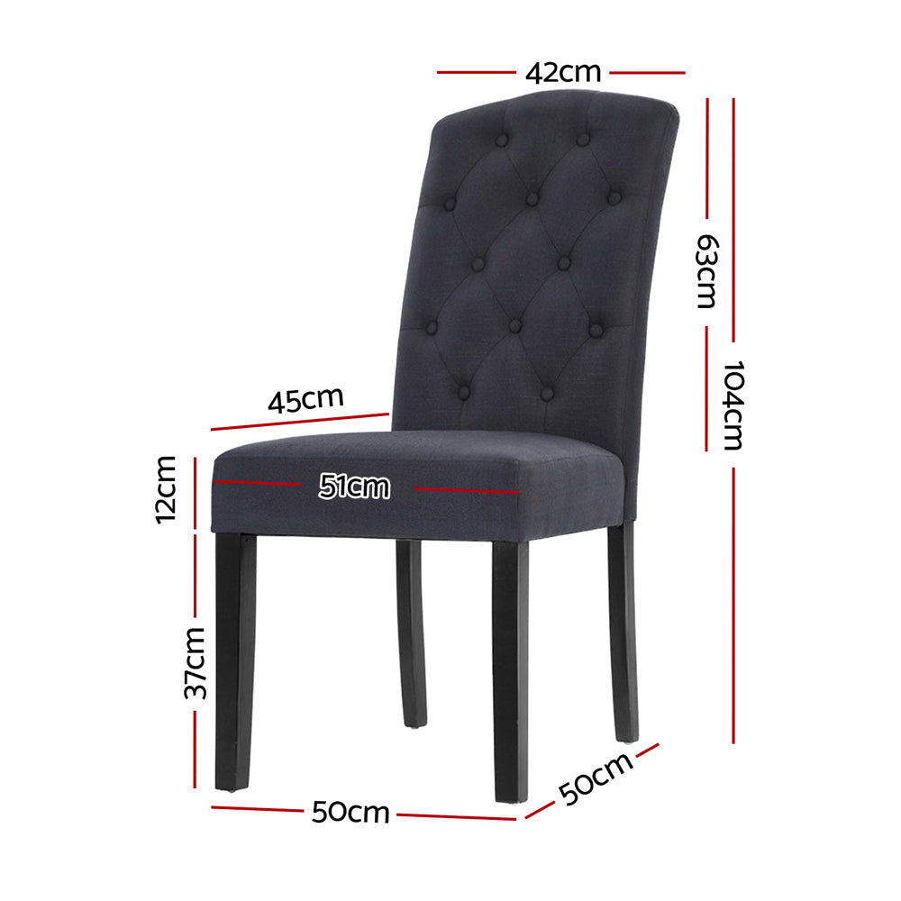 Elite Living Dining Chairs Grey Fabric Set of 2 Dansk