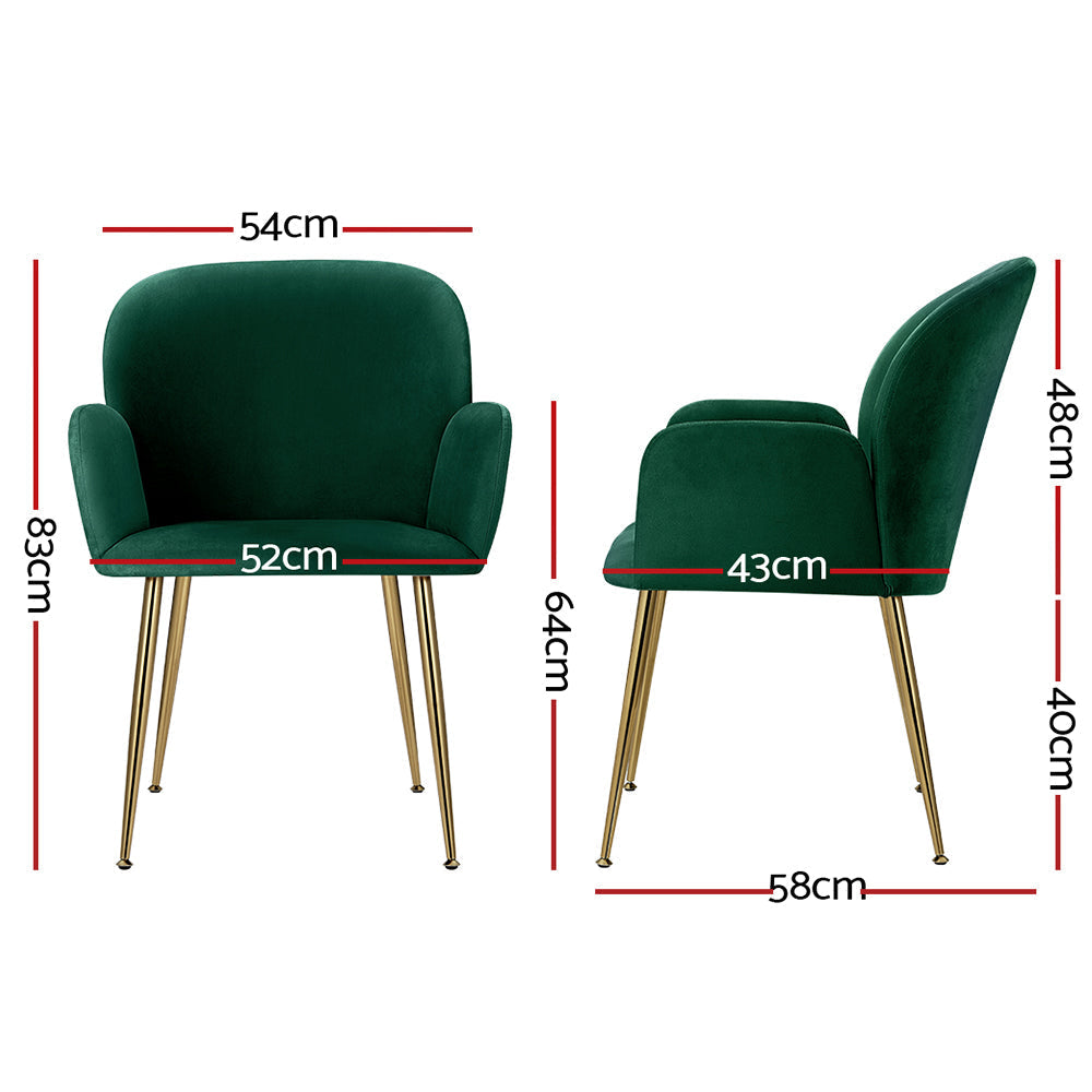 Elite Living Dining Chairs Set of 2 Velevt Green Kynsee