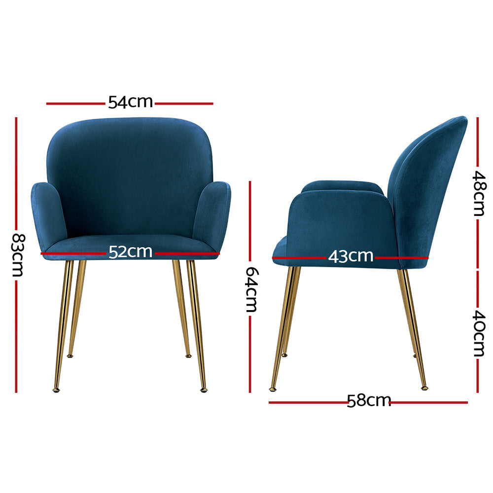 2 Kynsee Dining Chairs - Blue Velvet