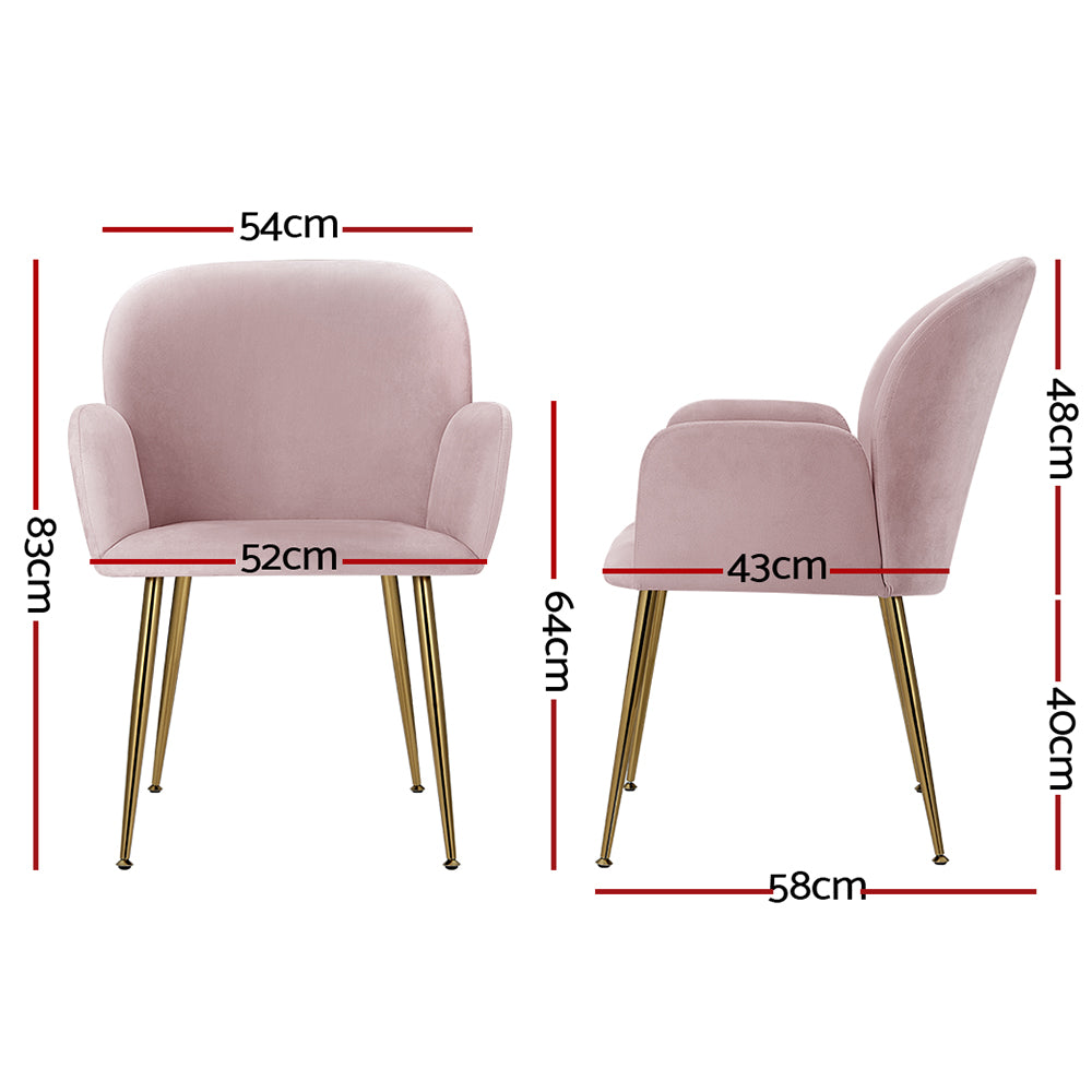 Elite Living Dining Chairs Set of 2 Velevt Pink Kynsee