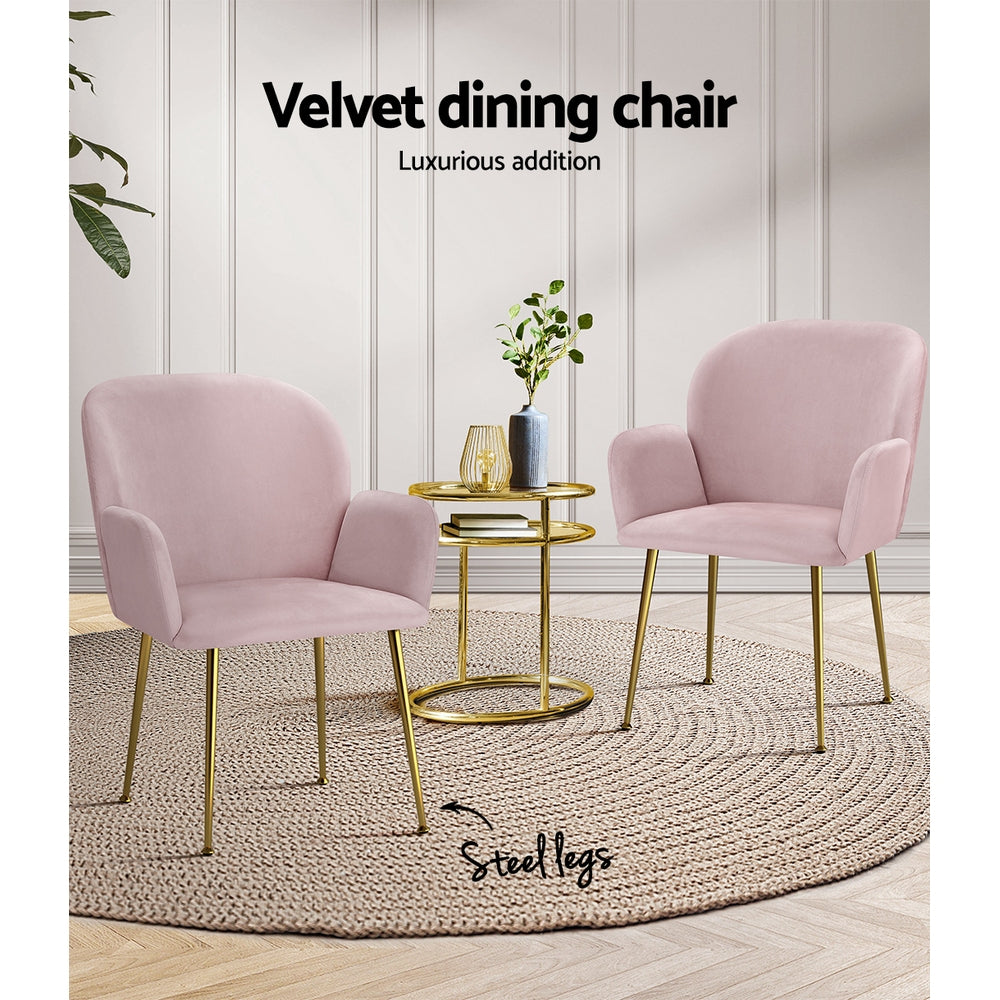 Elite Living Dining Chairs Set of 2 Velevt Pink Kynsee