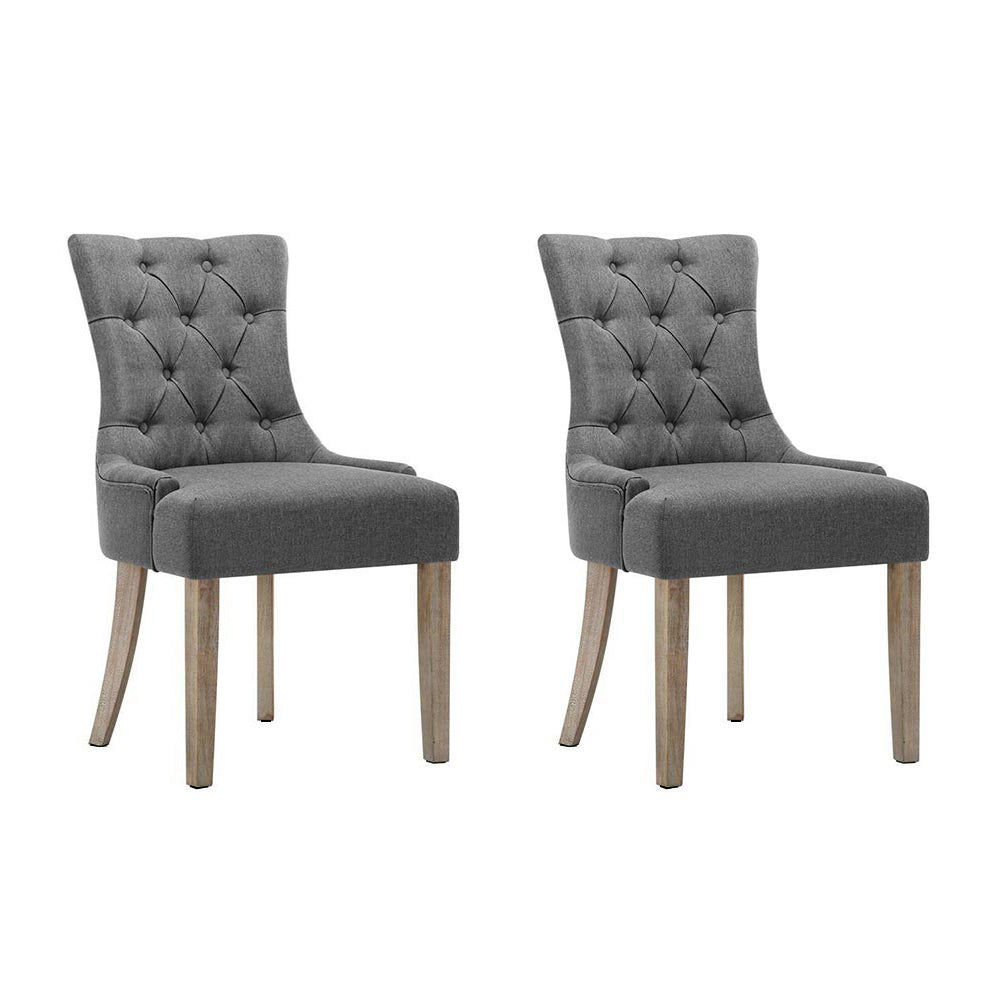Elite Living Set of 2 Dining Chair CAYES French Provincial  Wooden Fabric Retro Cafe