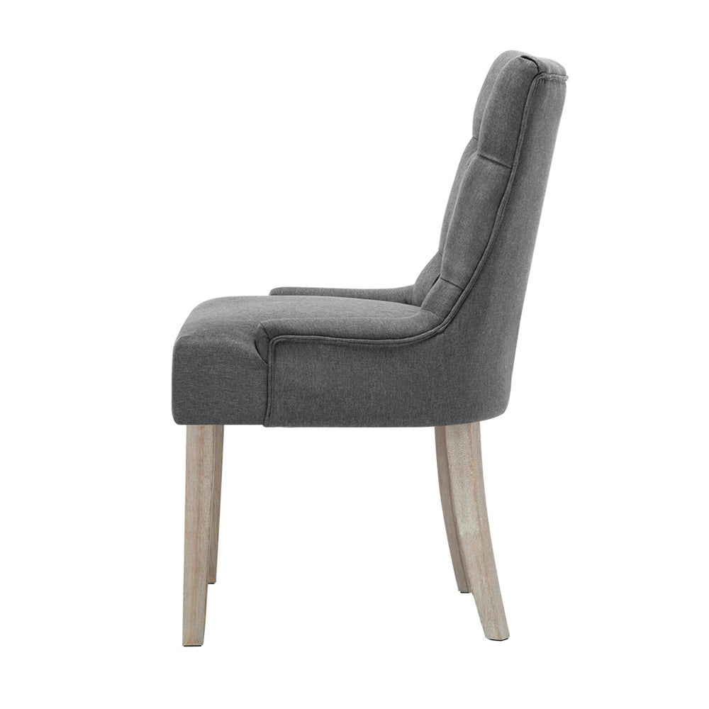 Elite Living Set of 2 Dining Chair CAYES French Provincial  Wooden Fabric Retro Cafe