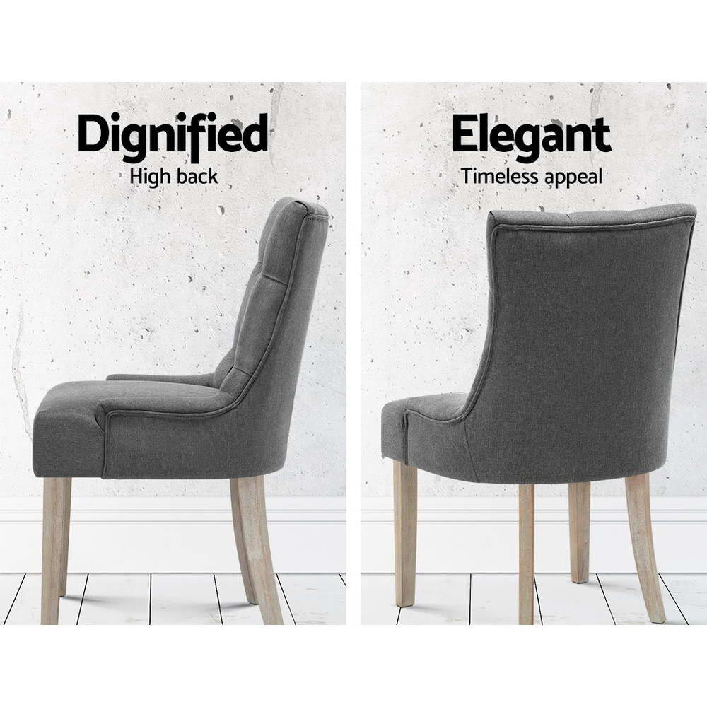 Elite Living Set of 2 Dining Chair CAYES French Provincial  Wooden Fabric Retro Cafe