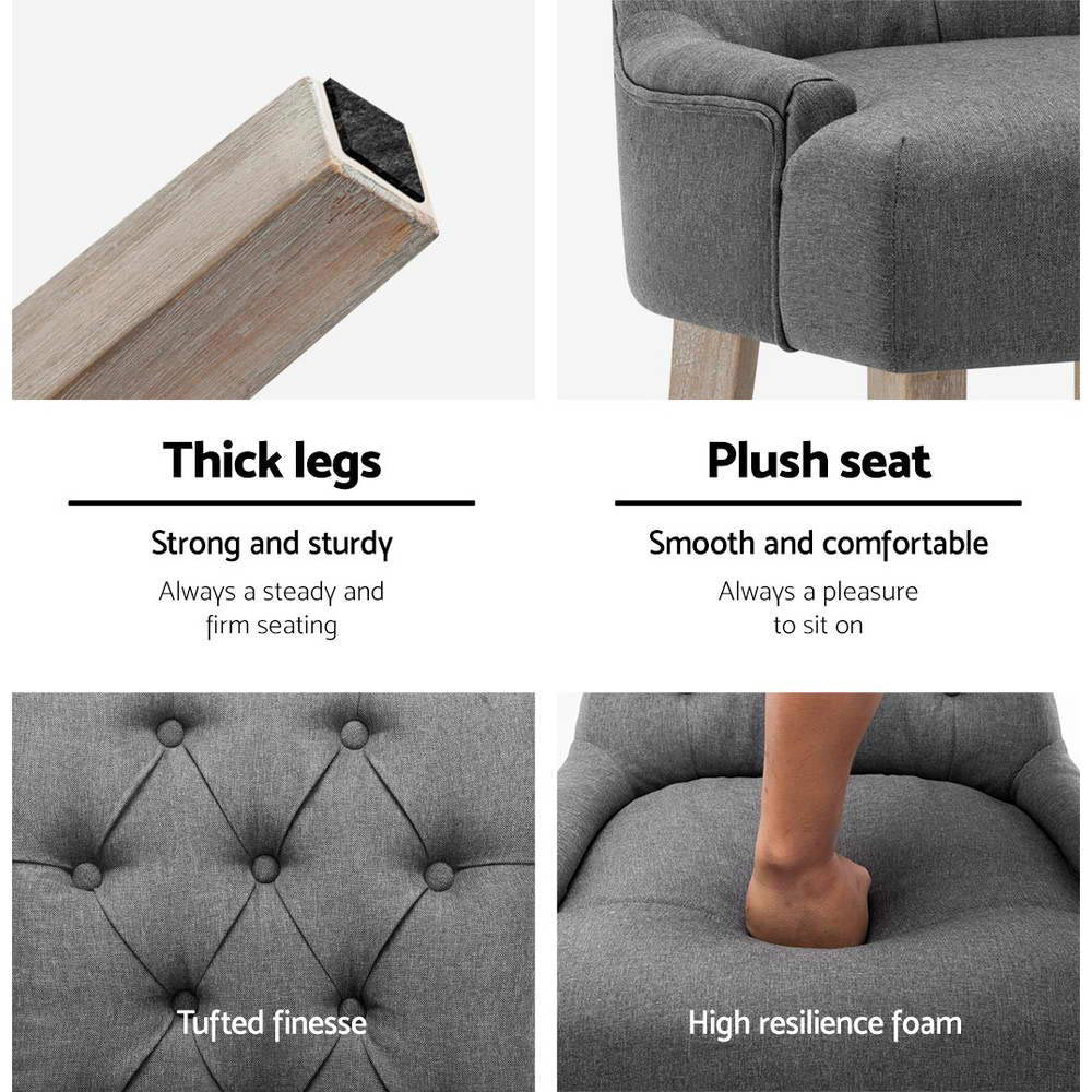 Artiss Set of 2 Dining Chair CAYES French Provincial  Wooden Fabric Retro Cafe