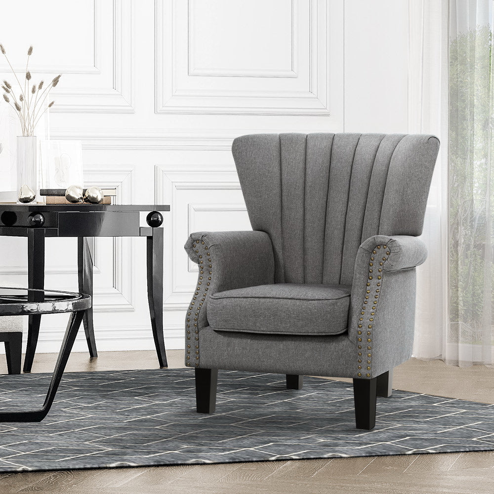 Artiss Armchair Wingback Grey Andrew