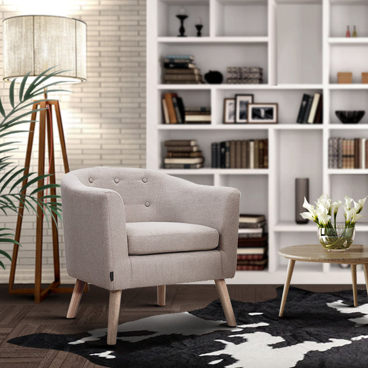 Artiss ADORA Armchair Tub  Accent Fabric Beige - Single