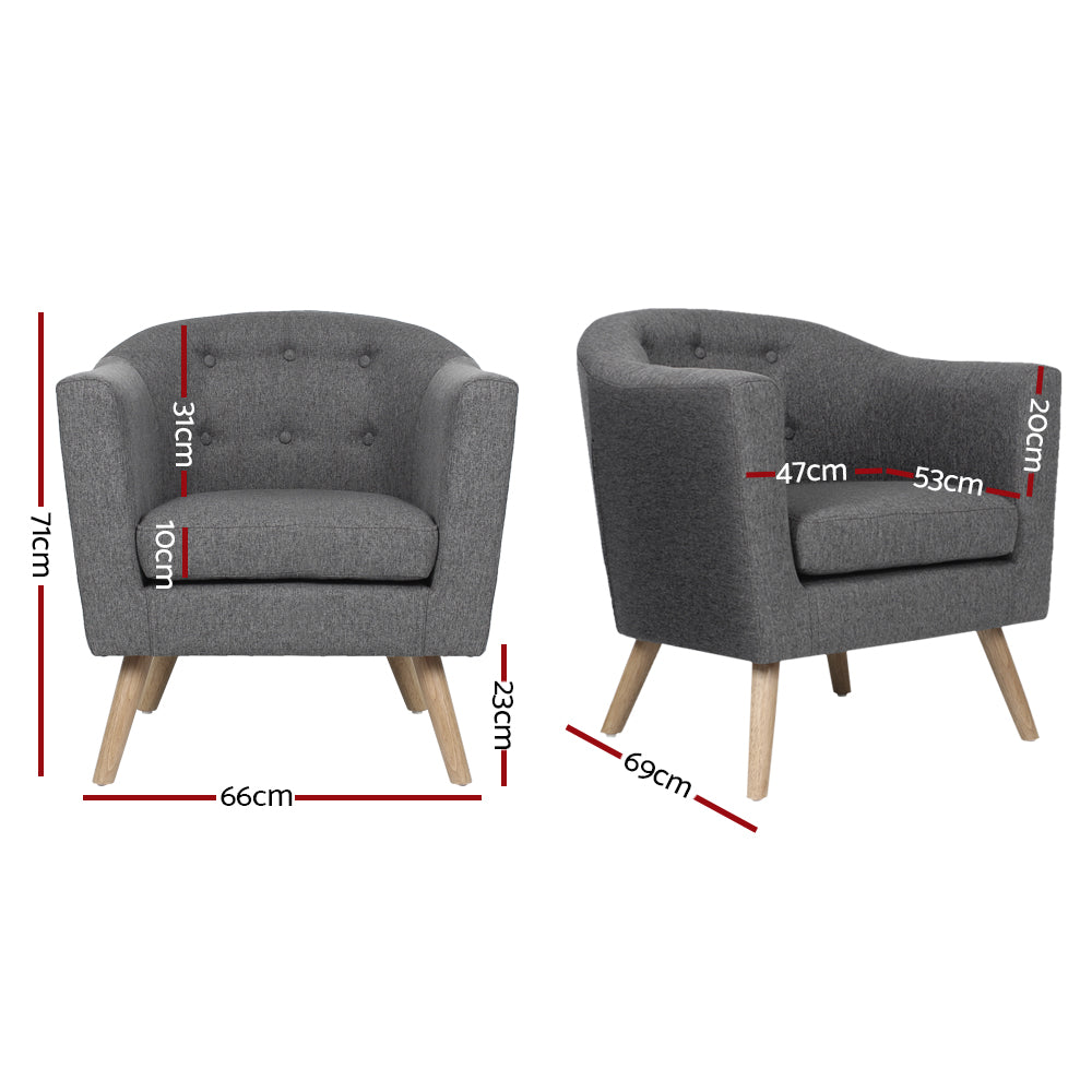 Artiss Armchair Tub Chair Grey Adora