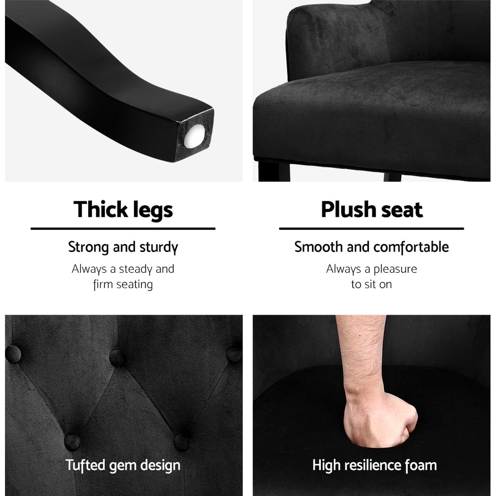 Elite Living Dining Chair Velvet Black French Cayes