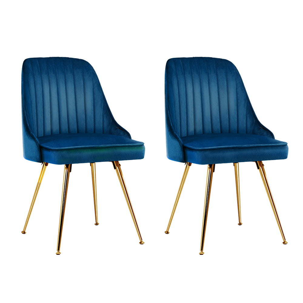 Elite Living Dining Chairs Velvet Blue Set of 2 Nappa