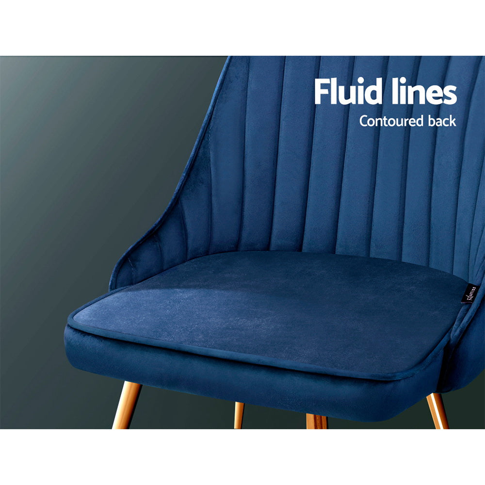 Elite Living Dining Chairs Velvet Blue Set of 2 Nappa