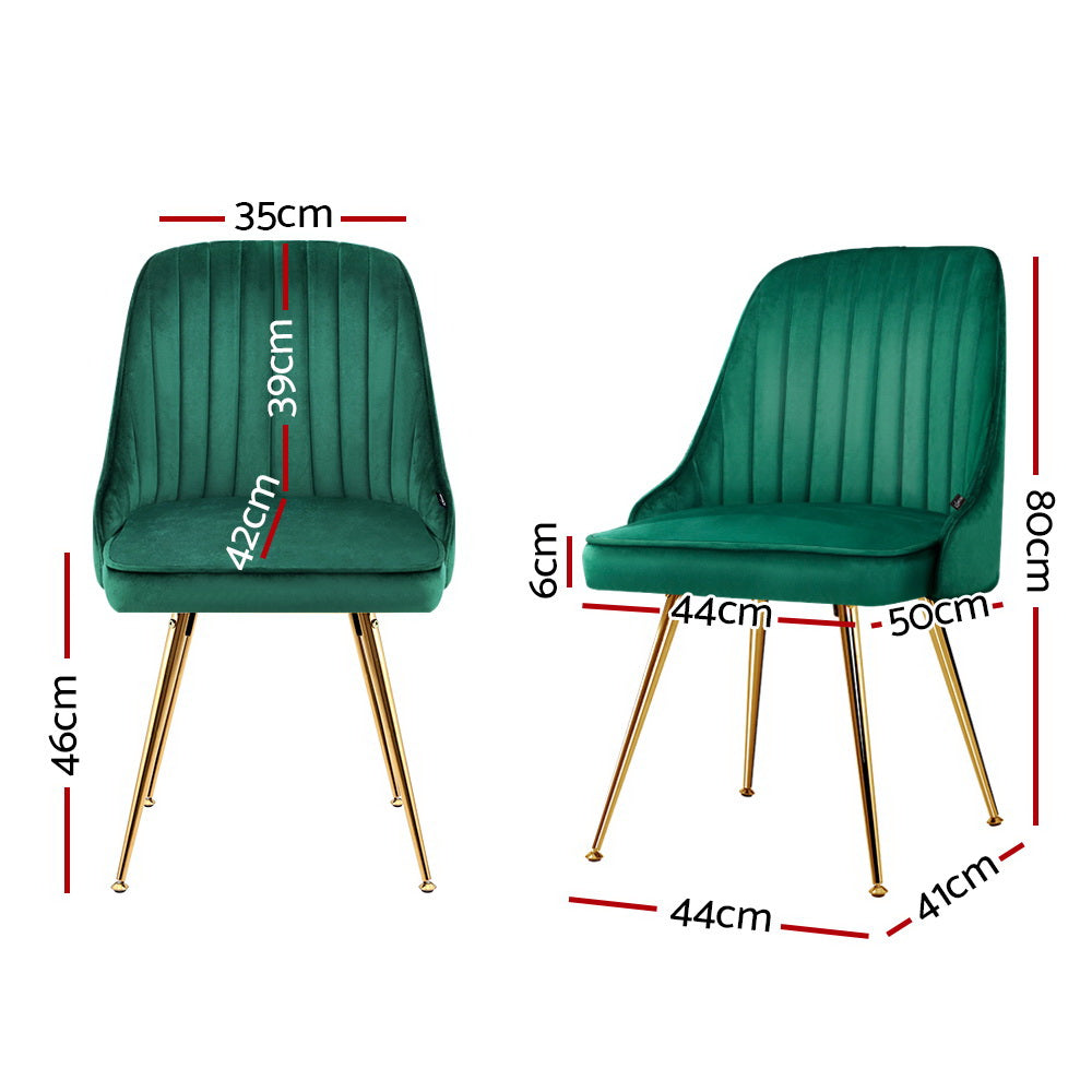 Elite Living Dining Chairs Velvet Green Set of 2 Nappa