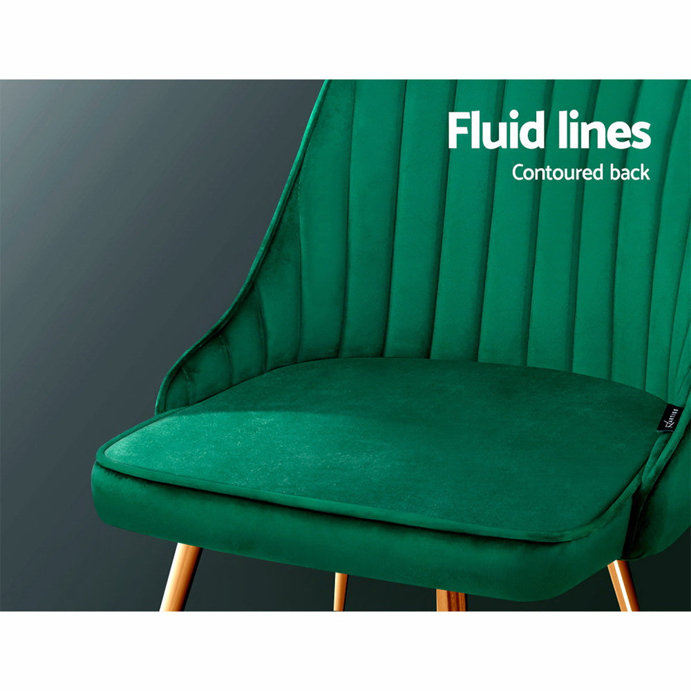 Elite Living Dining Chairs Velvet Green Set of 2 Nappa
