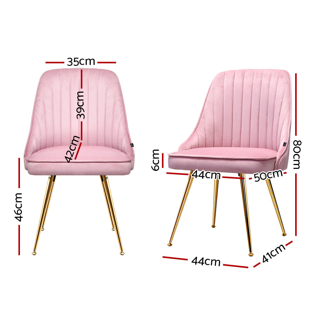 Elite Living Dining Chairs Velvet Pink Set of 2 Nappa