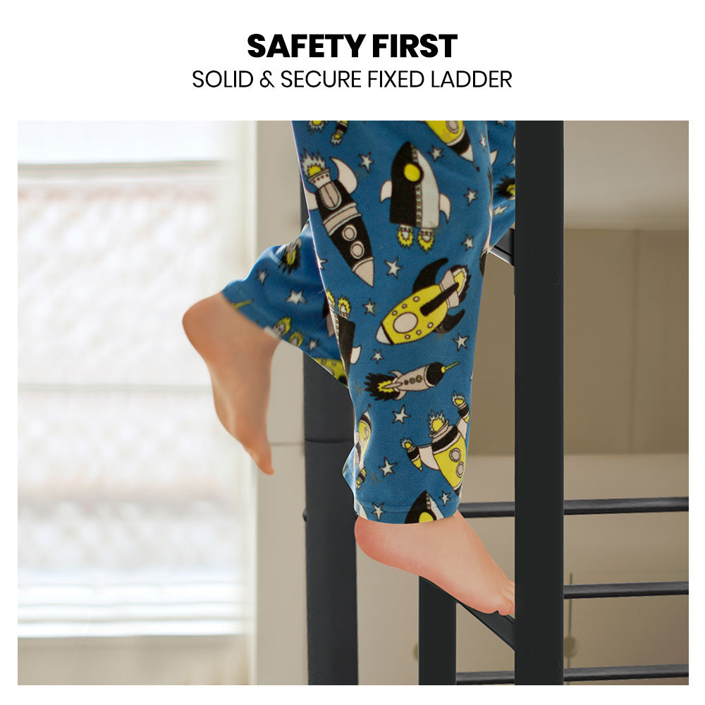 King Single Size Slumber 2in1 Metal Bunk Bed Frame, with Modular Design, Dark Matte Grey