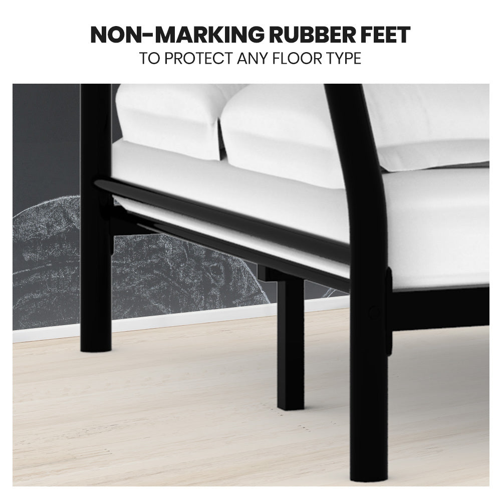 Single Size Slumber Metal over Double Bunk Bed Frame, Dark Matte Grey