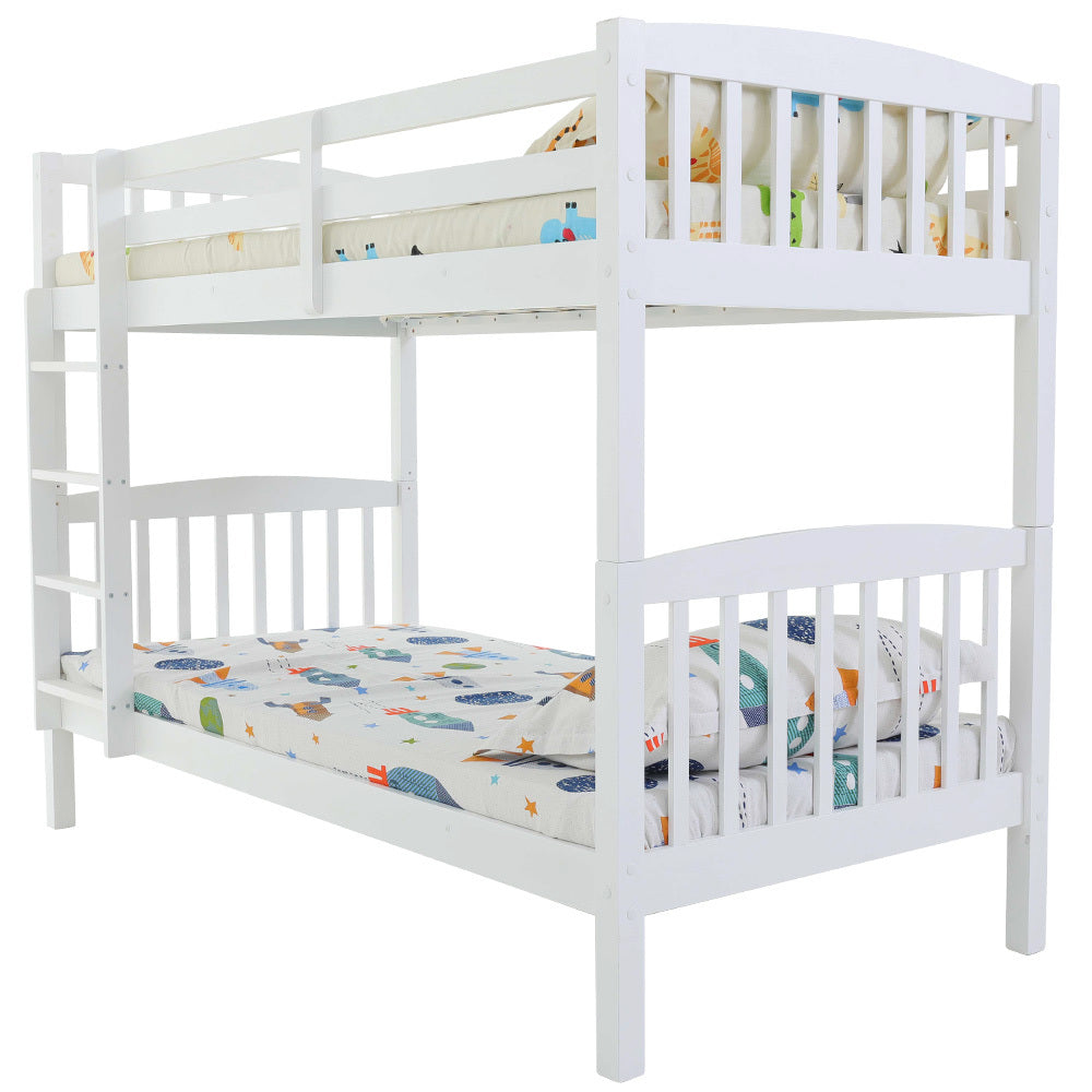 Slumber Wooden Kids Bunk Bed Frame, with Modular Design that can convert to 2 Single, White