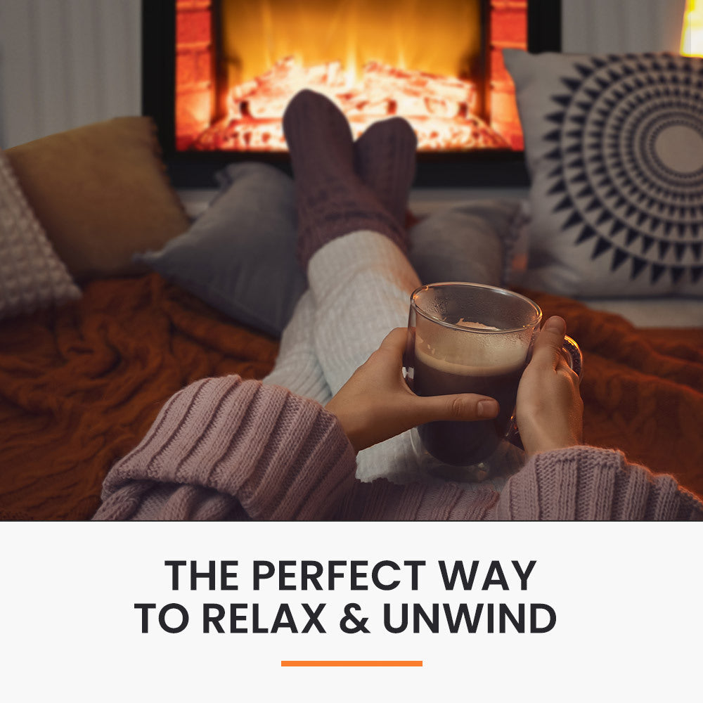 65cm Electric Fireplace Heater Wall Mounted 1800W Stove with Log Flame Effect