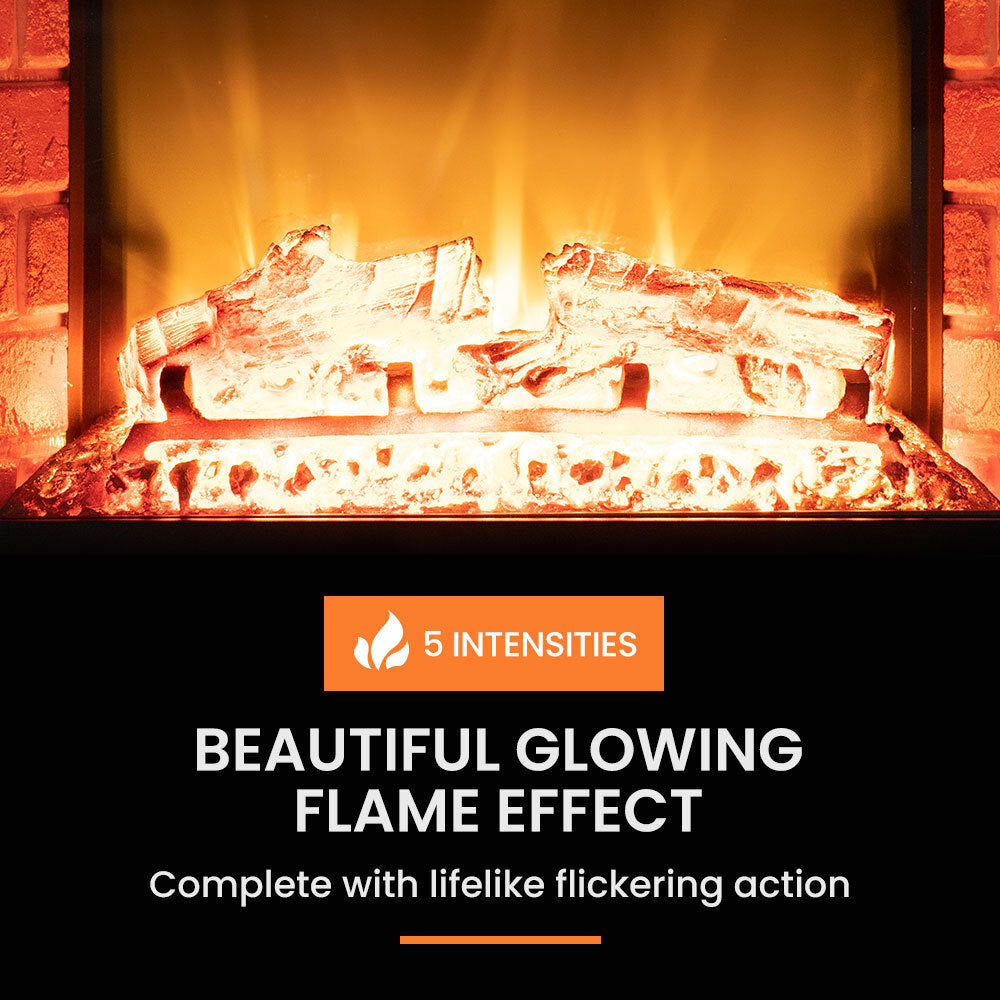 65cm Electric Fireplace Heater Wall Mounted 1800W Stove with Log Flame Effect