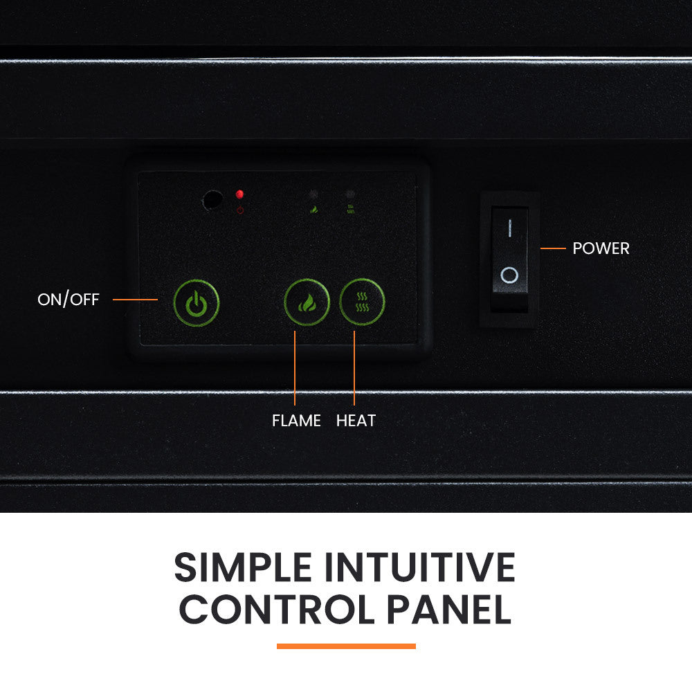 65cm Electric Fireplace Heater Wall Mounted 1800W Stove with Log Flame Effect