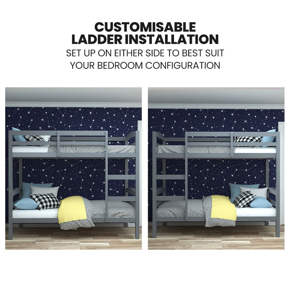 Single Size Slumber Bunk Bed Frame Wooden Children Timber PIne Wood Loft Kids Bedroom Furniture