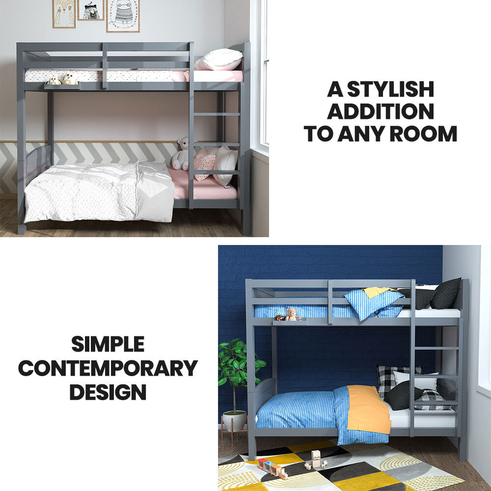 Single Size Slumber Bunk Bed Frame Wooden Kids Timber PIne Wood Loft Children Bedroom Furniture