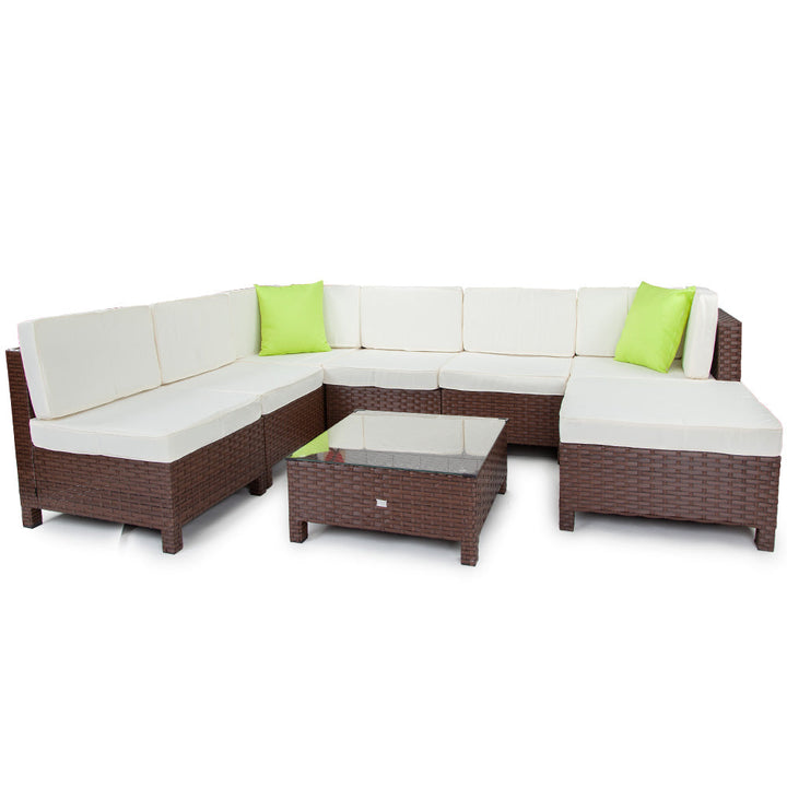 8pc Outdoor Furniture Wicker Setting Lounge Sofa Set Patio Brown