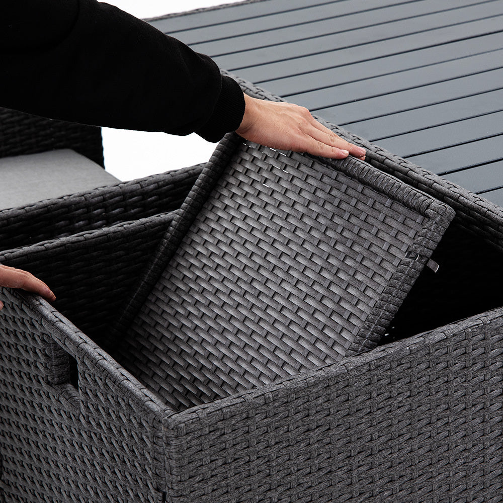 Outdoor Dining Table 5 Piece Furniture Wicker Set, Grey