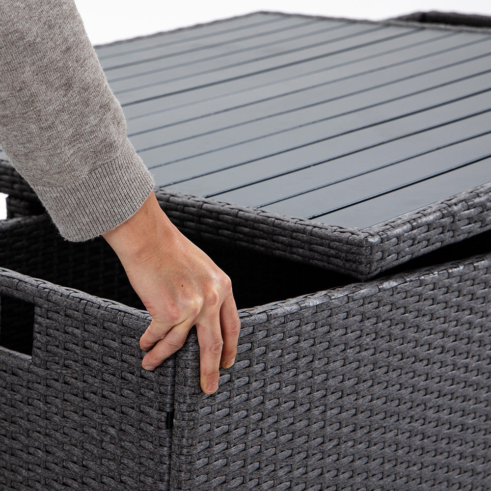 Outdoor Dining Table 5 Piece Furniture Wicker Set, Grey