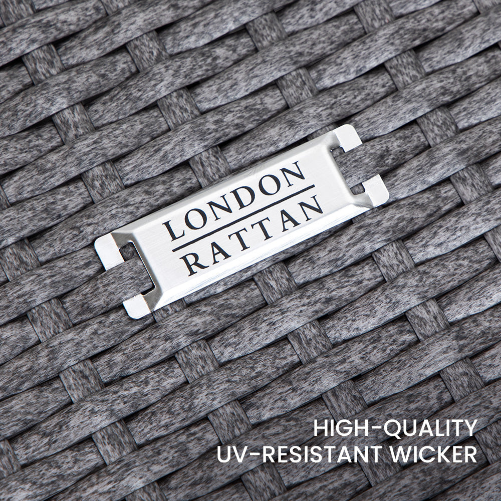 9 Piece Outdoor Dining Table Furniture Wicker Set, Grey