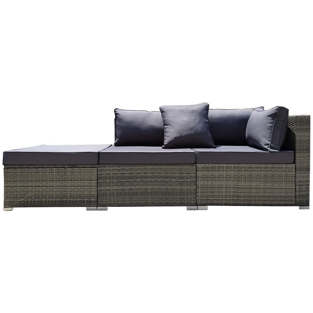 3 Seater Modular Outdoor Lounge Setting incl. Ottoman, Grey
