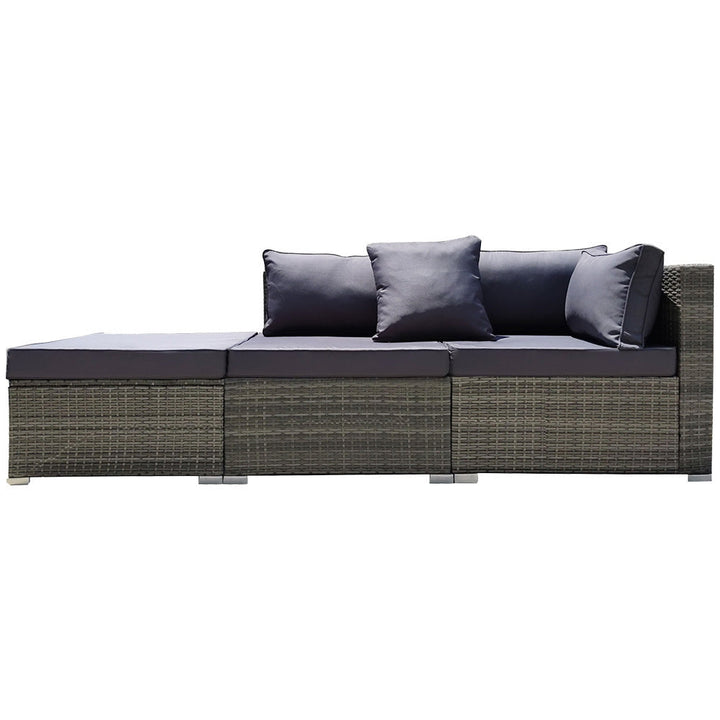 3 Seater Modular Outdoor Lounge Setting incl. Ottoman, Grey